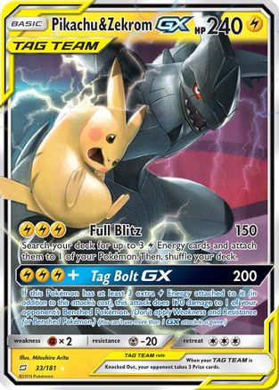 Pikachu & Zekrom GX 033/181  - Holofoil SM  Team Up - Ultra Rare