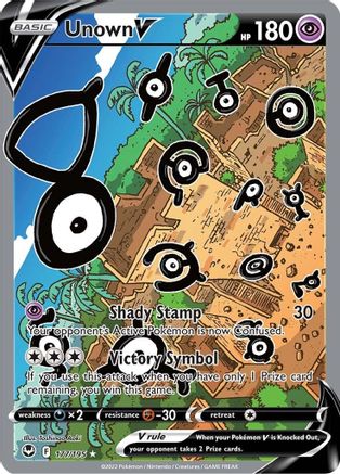 Unown V (Alternate Full Art) 177/195  - Holofoil SWSH12 Silver Tempest - Ultra Rare
