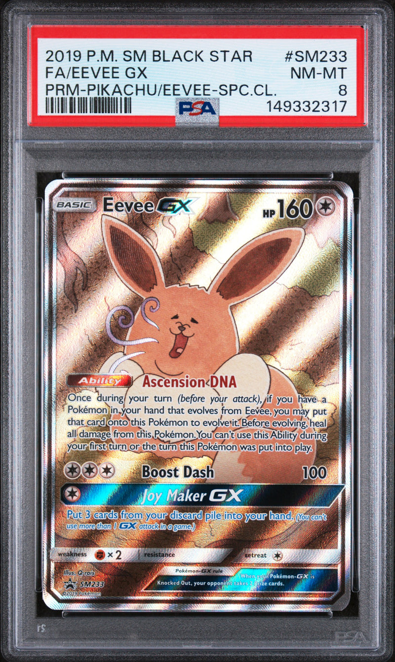 2019 English Pokemon Eevee Gx SM233 PSA 8