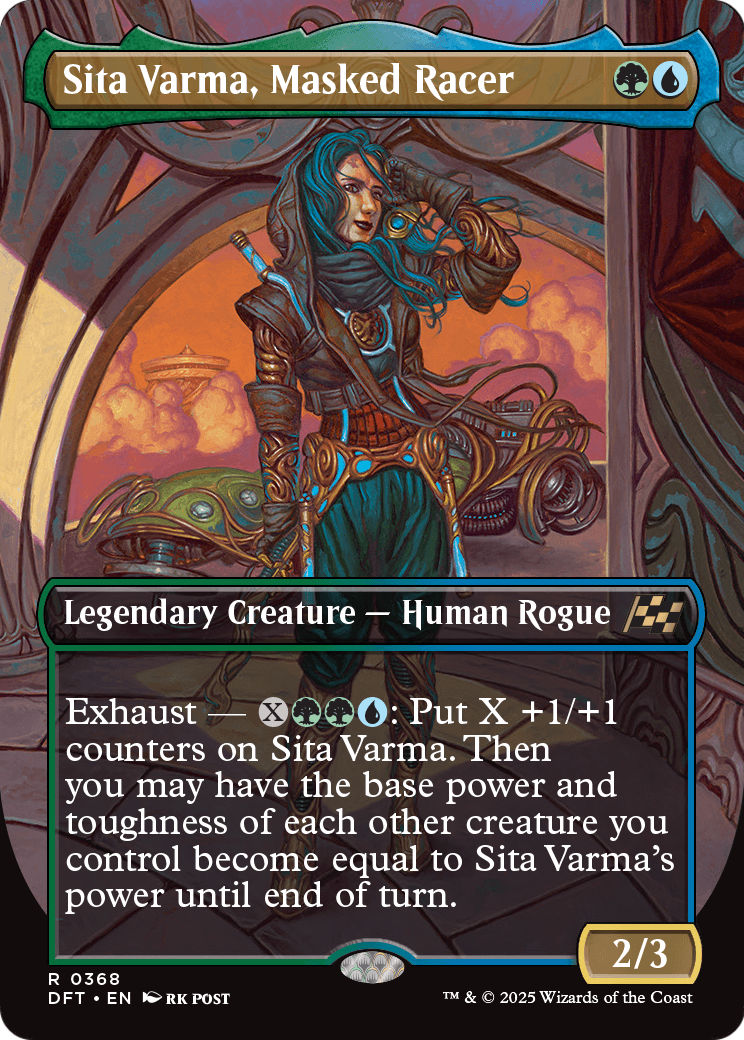 Sita Varma, Masked Racer (Borderless) (DFT-368) - Aetherdrift (Borderless) Foil