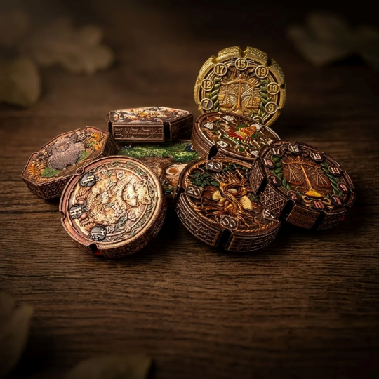 Flipdie Druid Metal Dice Coin Set (Pre-Order)