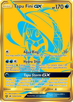 Tapu Fini GX SV92  - Holofoil Hidden Fates Shiny Vault - Shiny Holo Rare