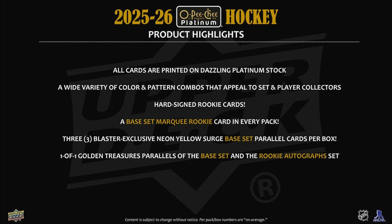 2025-26 Upper Deck O-Pee-Chee Platinum Hockey Blaster Box