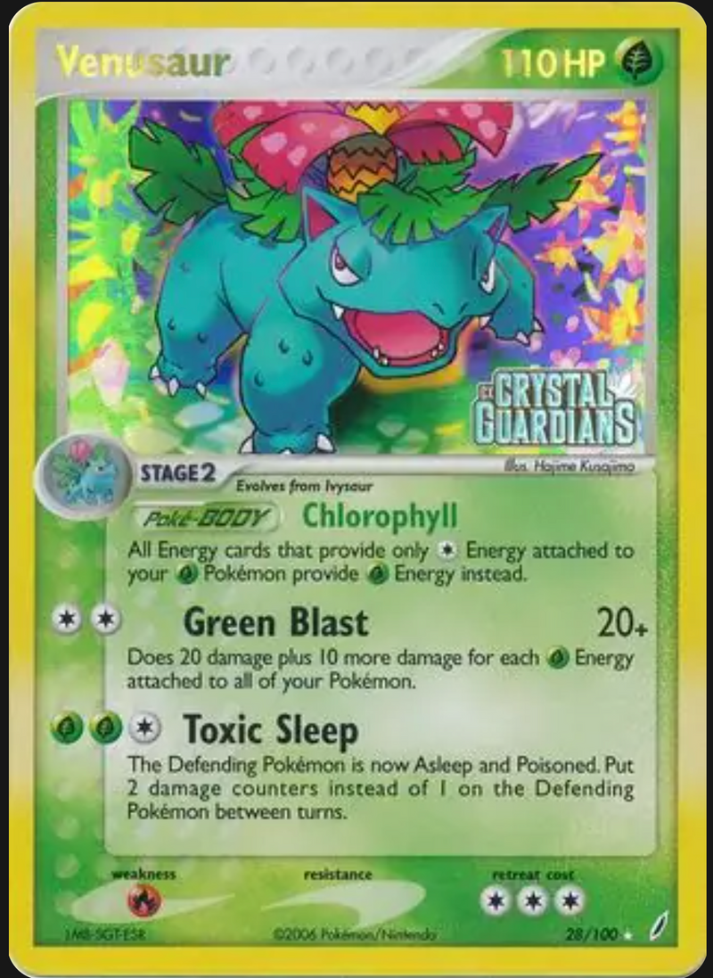 Venusaur - 28/100 (EX Crystal Guardians Stamped)/100  - Holofoil Deck Exclusives - Holo Rare
