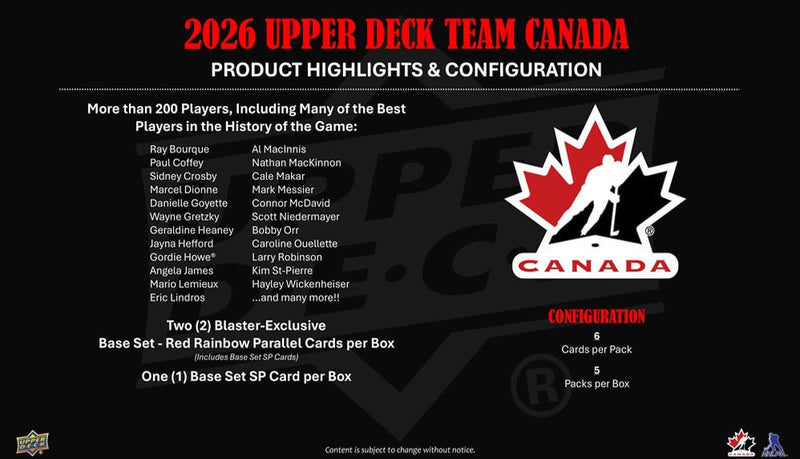 2026 Upper Deck Team Canada Hockey Blaster Box