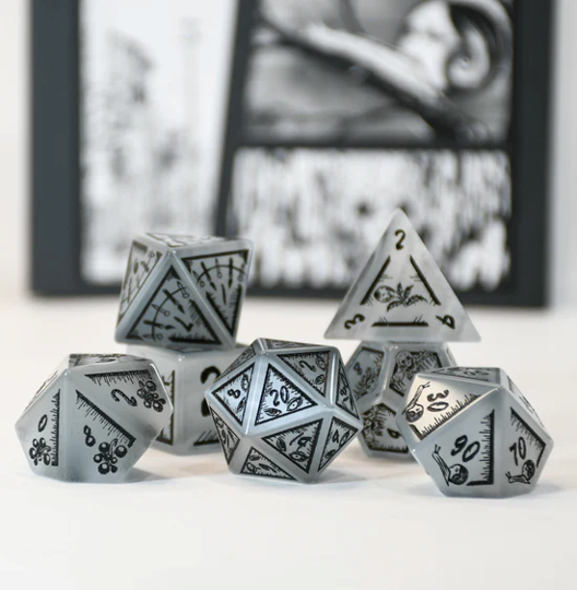 Junji Ito Grey Cat's Eye Stone Dice Set (Pre-Order)