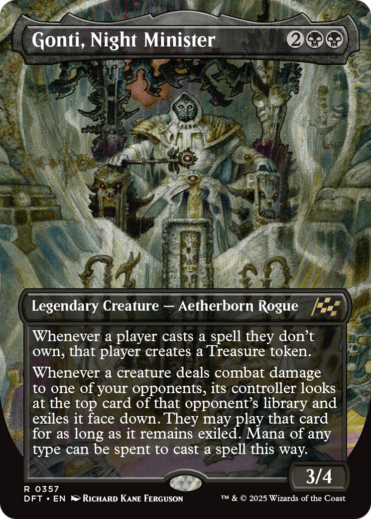Gonti, Night Minister (Borderless) (DFT-357) - Aetherdrift (Borderless) Foil