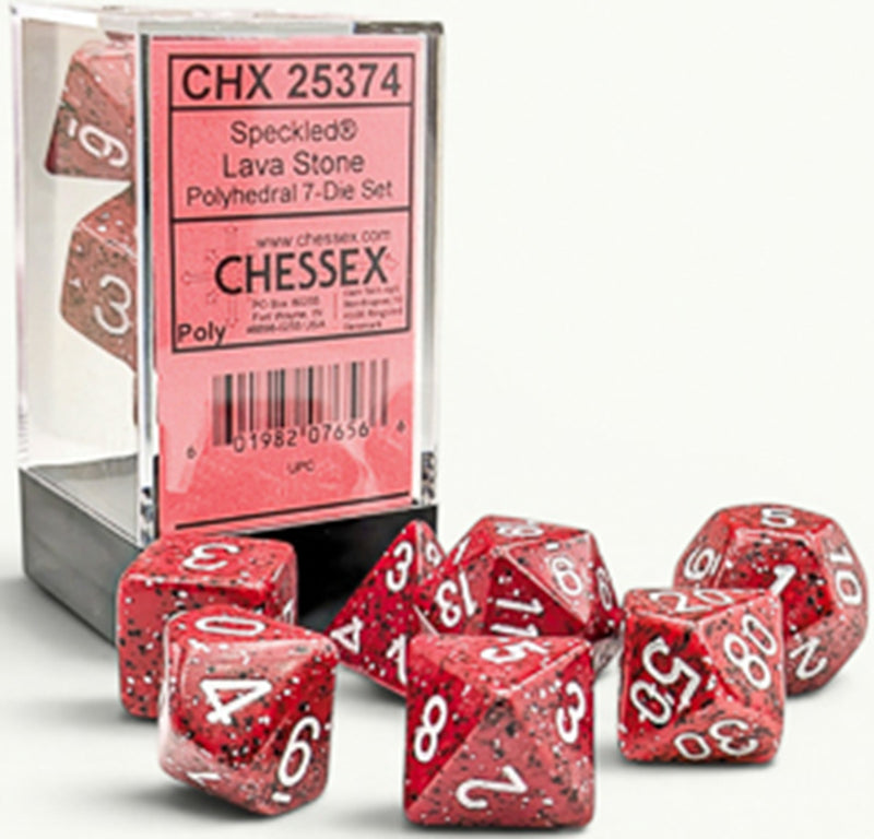 Speckled 7-Die Set Polyhedral Lava Stone (Pre-Order)