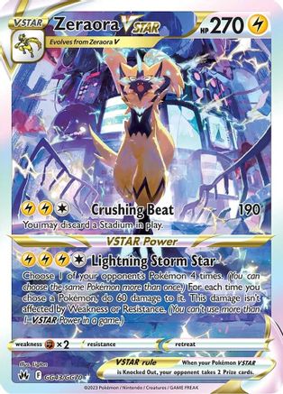 Zeraora VSTAR GG43/GG70  - Holofoil Crown Zenith Galarian Gallery - Ultra Rare