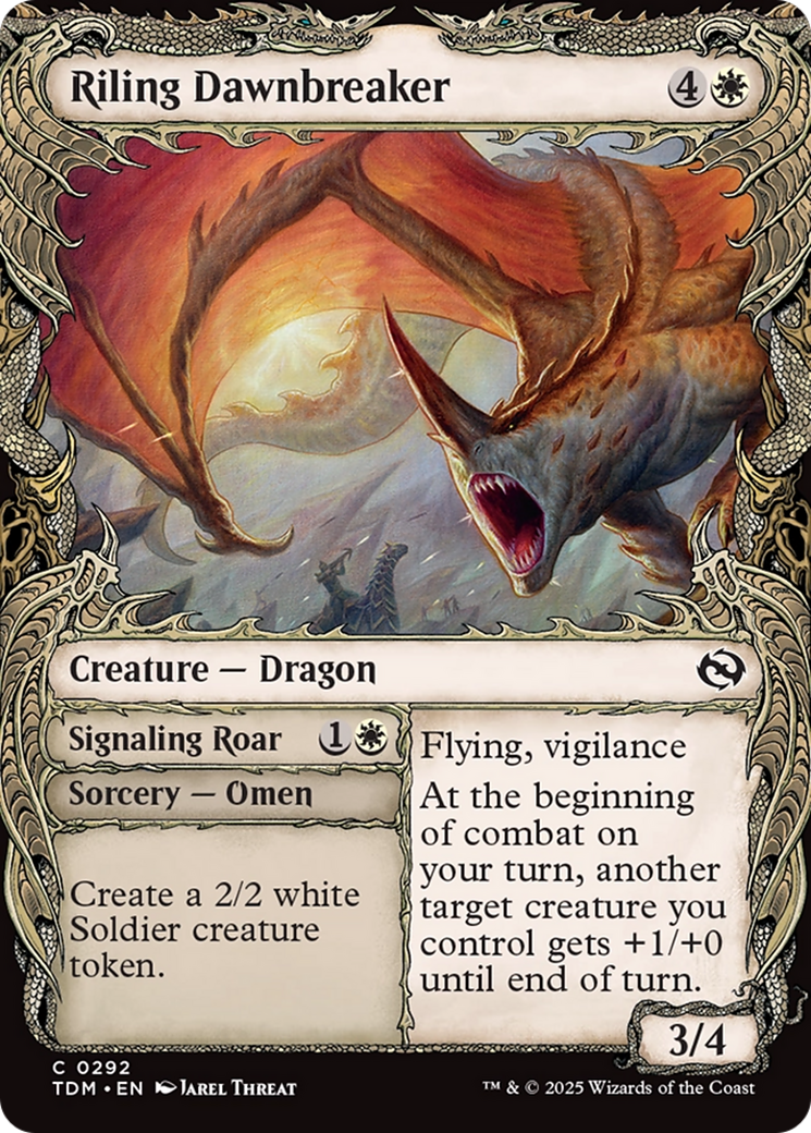 Riling Dawnbreaker // Signaling Roar (TDM-292) - Tarkir: Dragonstorm: (Showcase) Foil
