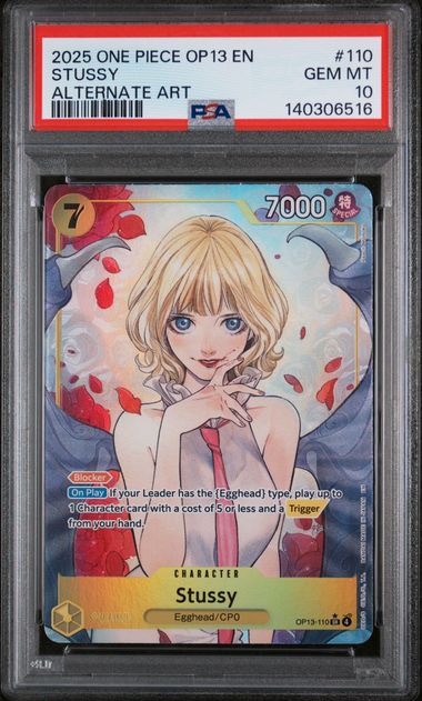 2025 English One Piece Stussy OP13-110 PSA 10