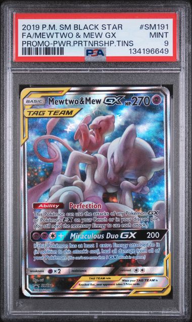 Pokemon 2018 Mewtwo & Mew GX PSA 9 (SM191)