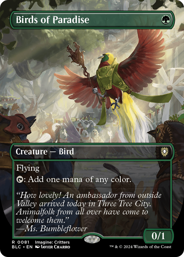 Birds of Paradise (Borderless) (BLC-081) - Bloomburrow Commander (Borderless)
