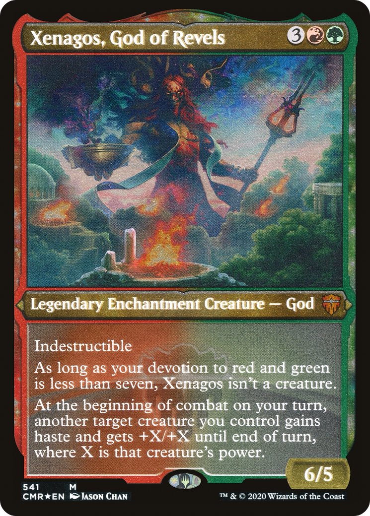 Xenagos, God of Revels (CMR-541) - Commander Legends: (enchantment) Etched Foil