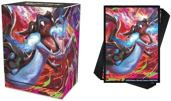 Pokemon Mega Charizard X ex Ultra Premium Collection UPC Sleeves (65) and Deck Box