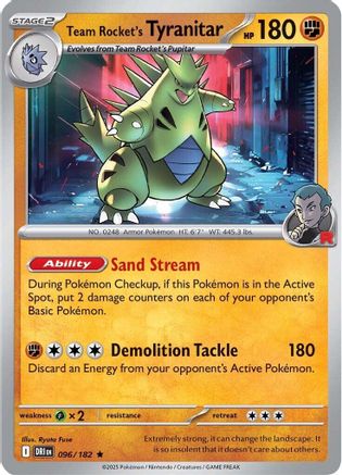 Team Rocket's Tyranitar 096/182  - Reverse Holofoil SV10 Destined Rivals - Rare