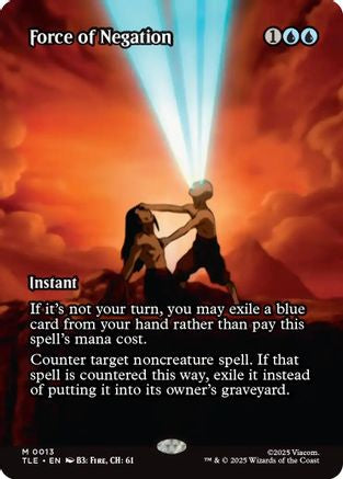 Force of Negation (Borderless) (TLE-013) - Avatar: The Last Airbender: Eternal-Legal Foil