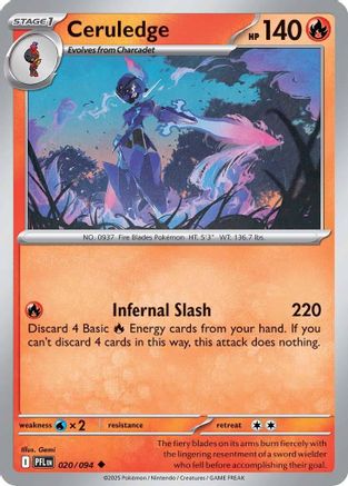 Ceruledge 020  - Reverse Holofoil ME02 Phantasmal Flames - Uncommon