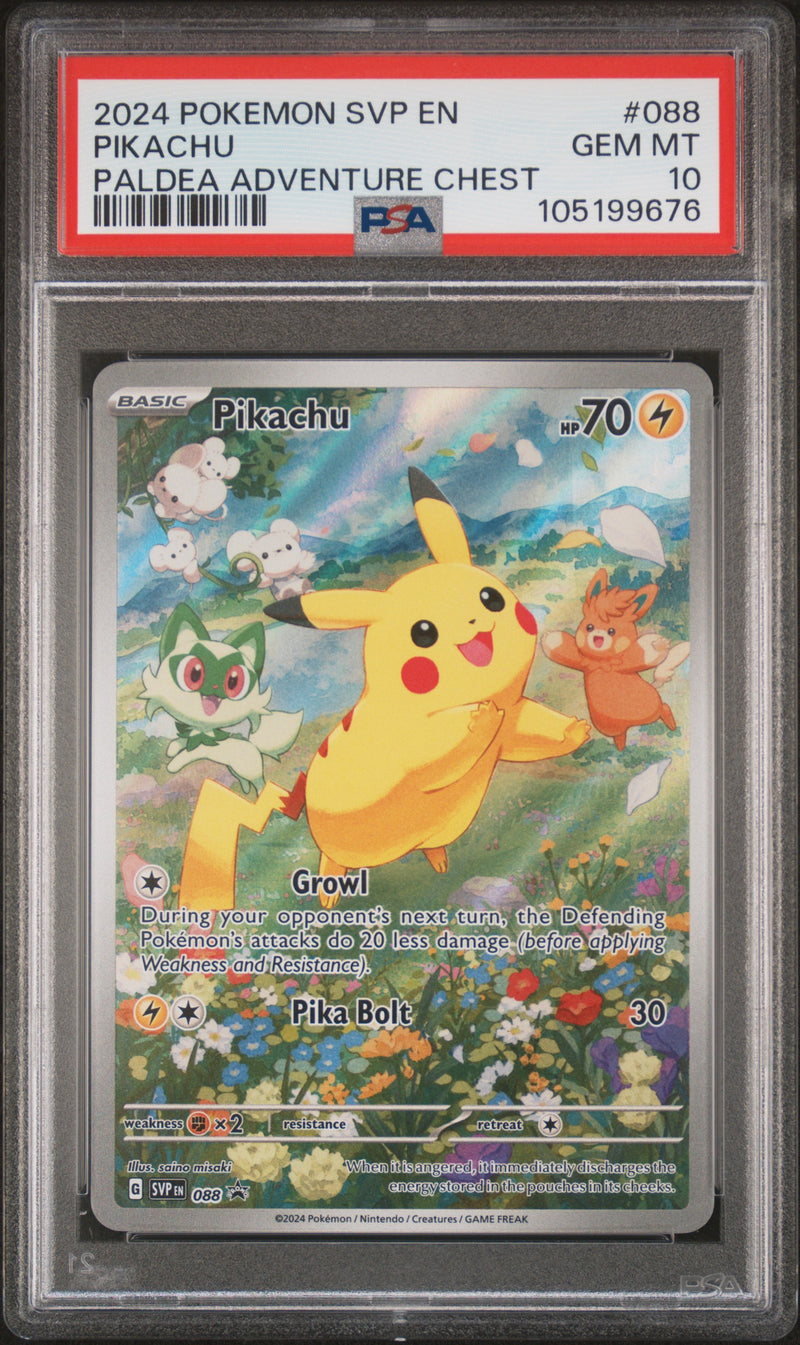 Pokemon 2024 Pikachu Paldea Adventure Chest SVP 088 PSA 10
