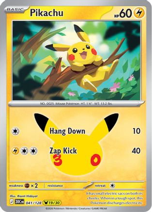 Pikachu 041/128  - Holofoil ME 30th Celebration - Pikachu Rare