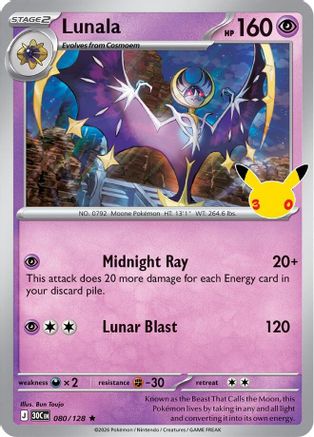 Lunala 080/128  - Holofoil ME 30th Celebration - Rare
