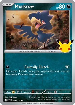 Murkrow 093/128  - Holofoil ME 30th Celebration - Common