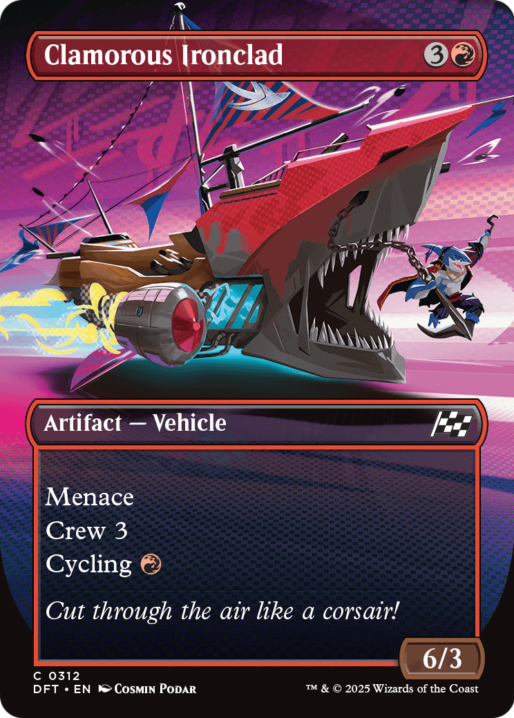 Clamorous Ironclad (Borderless) (DFT-312) - Aetherdrift (Borderless) Foil