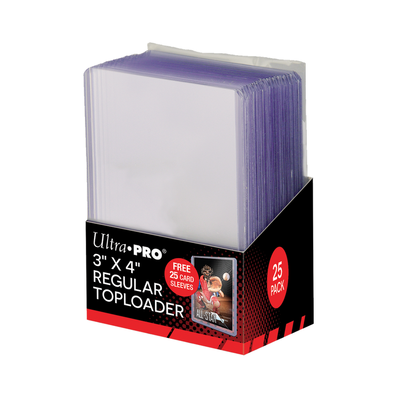 Ultra Pro 3" x 4" Clear Regular Toploaders and Soft Sleeves Bundle (25ct) for Standard Size Cards