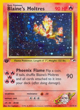 Blaine's Moltres 001  - Unlimited Holofoil Gym Heroes - Holo Rare