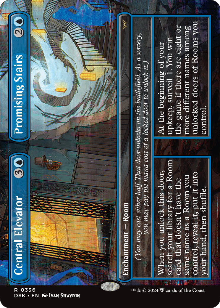 Central Elevator // Promising Stairs (Borderless) (DSK-336) - Duskmourn: House of Horror (Borderless) Foil