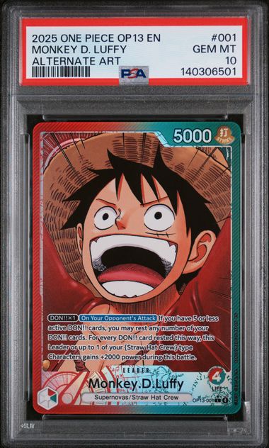 2025 English One Piece Monkey D Luffy OP13-001 PSA 10
