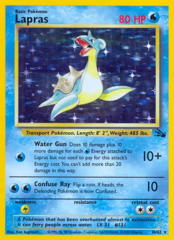 Lapras (10) 010  - Unlimited Holofoil Fossil - Holo Rare