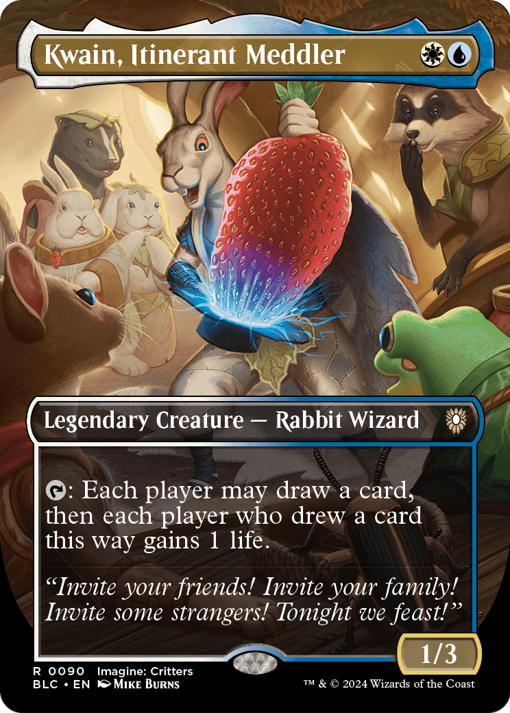 Kwain, Itinerant Meddler (Borderless) (BLC-090) - Bloomburrow Commander (Borderless)