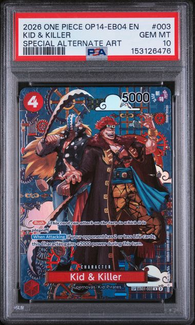 2026 English OnePiece KID & KILLER EB01 003 PSA 10