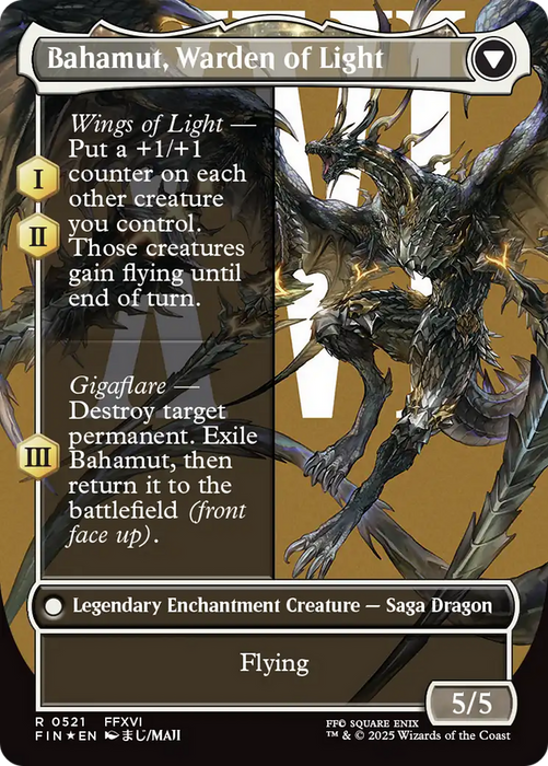 Dion, Bahamut's Dominant // Bahamut, Warden of Light (FIN-521) - FINAL FANTASY: (enchantment) (Surge Foil)(Borderless)