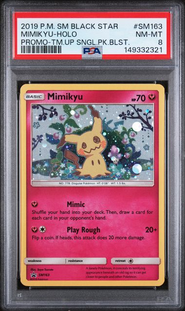 2019 English Pokemon MIMIKYU SM163 PSA 8
