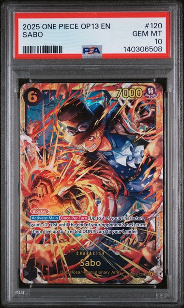 2025 English One Piece SABO OP13-120 PSA 10