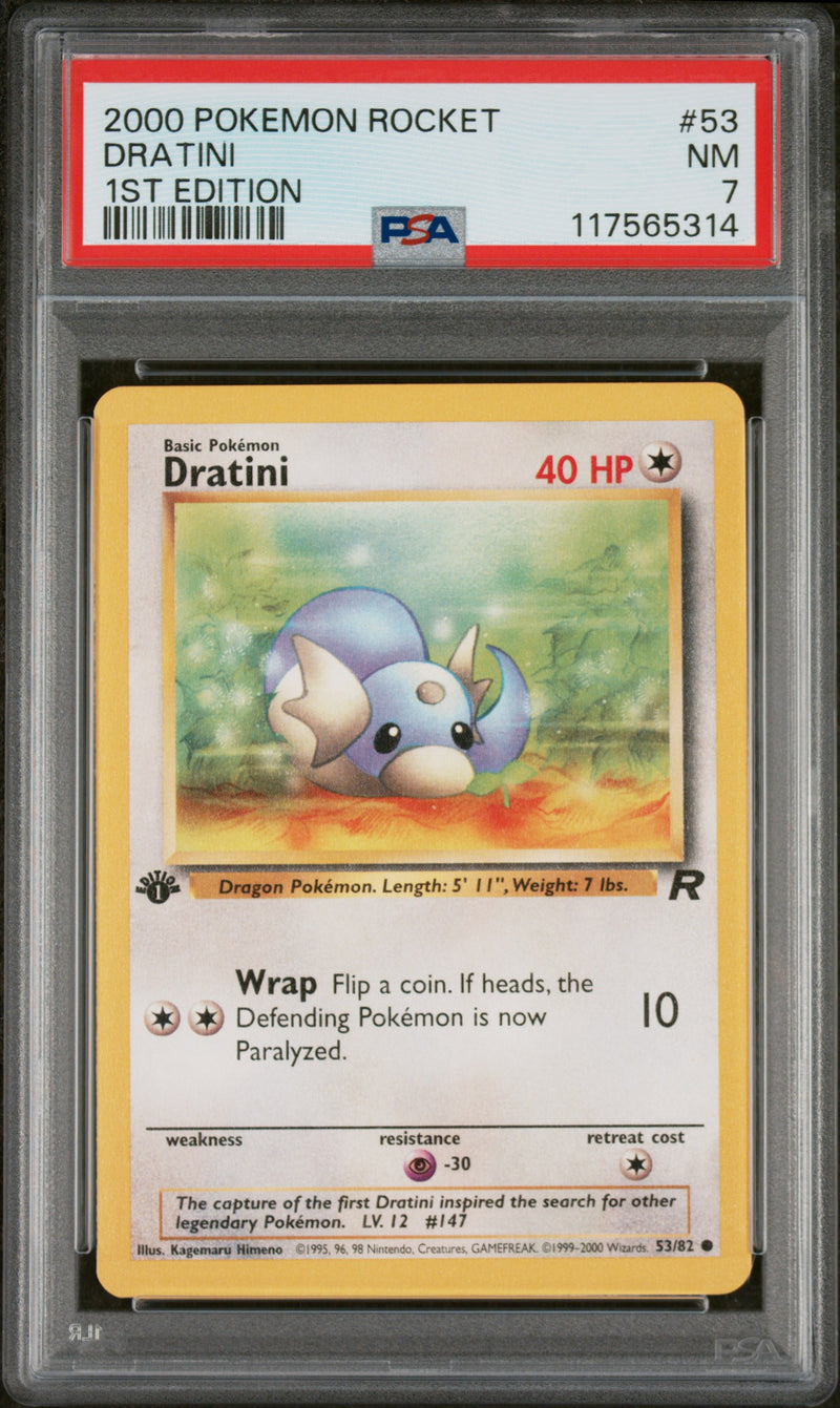 2000 English Pokemon Dratini 1st Edition 53/82 PSA 7