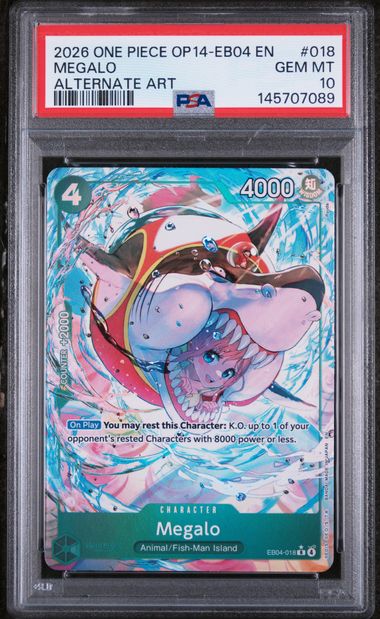 2026 English One Piece Megalo (Alternate Art) EB04-018 PSA 10