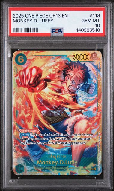 2025 English One Piece MONKEY D. LUFFY OP13-118 PSA 10