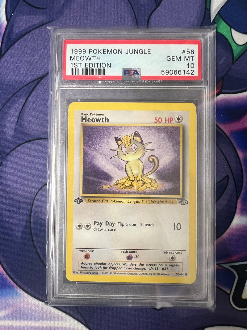PSA 10 - 1999 Pokemon Jungle 1st Edition Meowth common #56/64