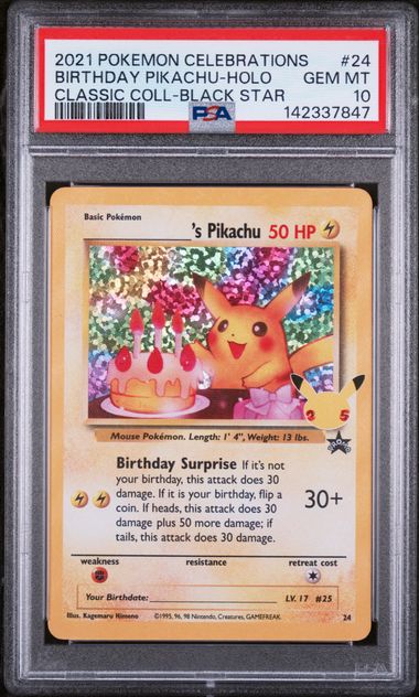 2021 English Pokemon Birthday Pikachu 24 PSA 10
