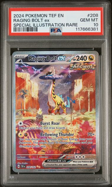 2024 English Pokemon Raging Bolt ex 208/162 PSA 10