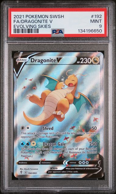 Pokemon 2021 Evolving skies Dragonite V PSA 9 (192/203)