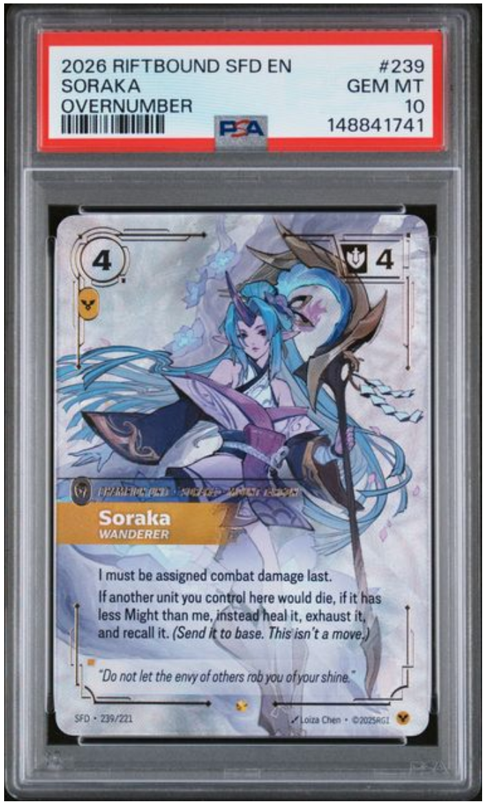 2026 English Riftbound Soraka Wanderer SFD239/221 PSA 10