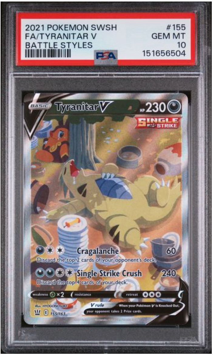 2021 English Pokemon Tyranitar V 155/163 PSA 10