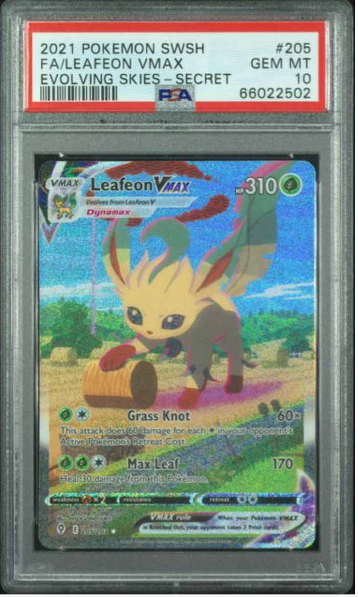 2021 English Pokemon Leafeon Vmax 205/203 PSA 10
