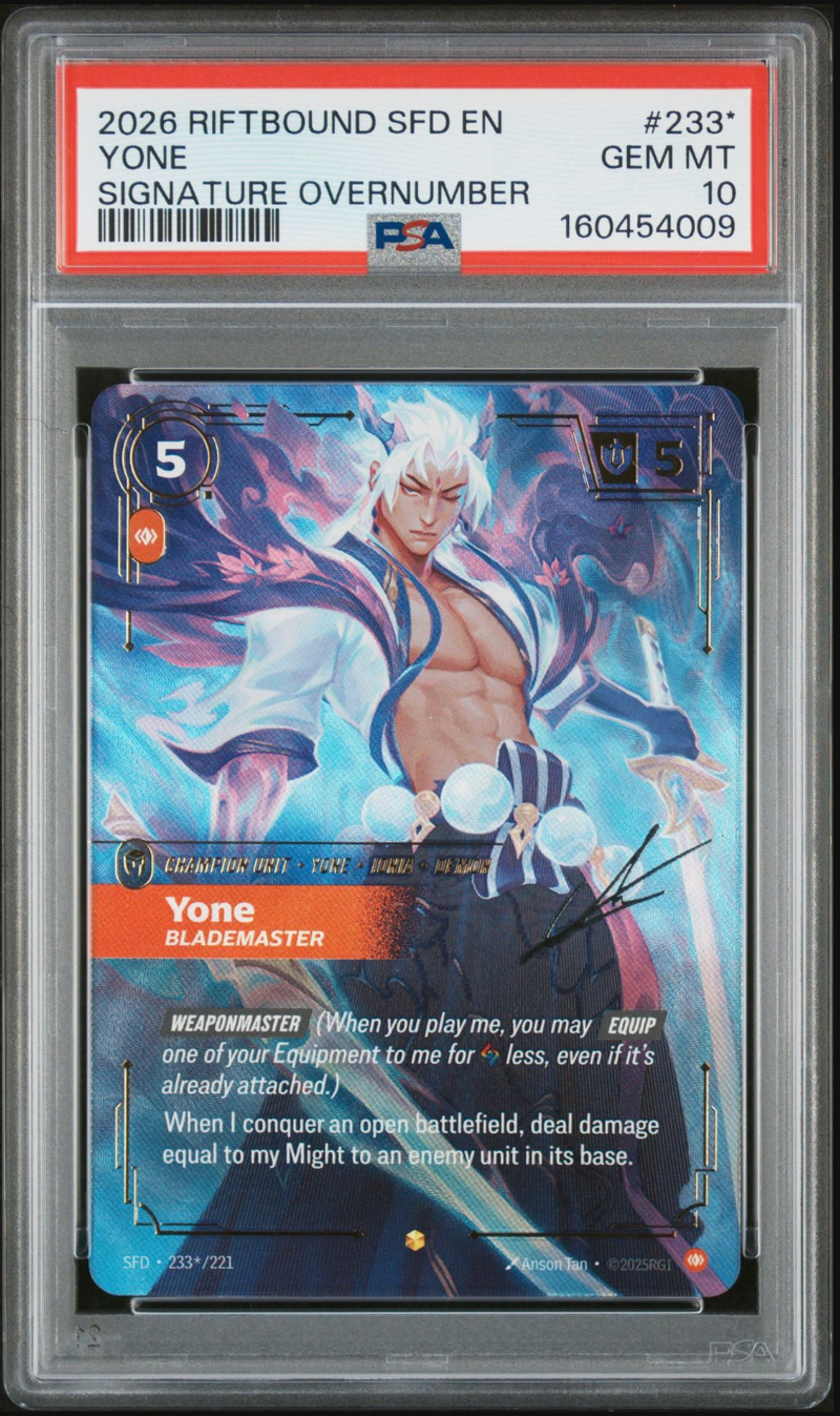 2026 English Rifitbound Yone Signiture Overnumber 223*/221 PSA 10