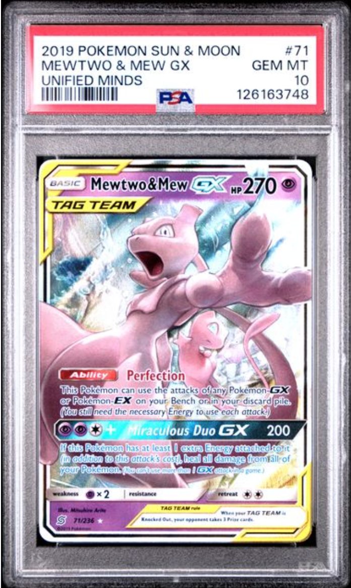 2019 English Pokemon Mewtwo & Mew GX 71/236 PSA 10