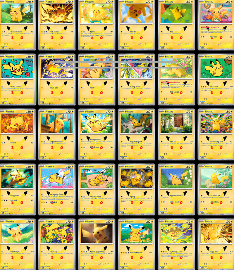 30th Pikachu Collection full set (30/30)